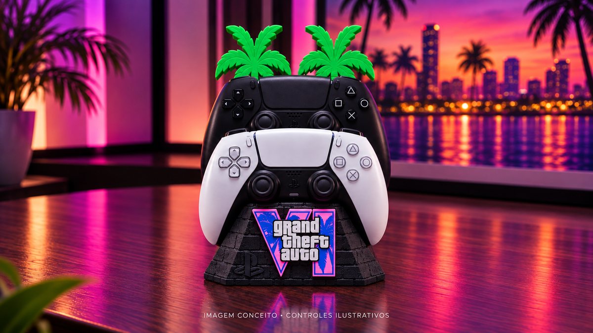 Porta-controle GTA VI impresso em 3D